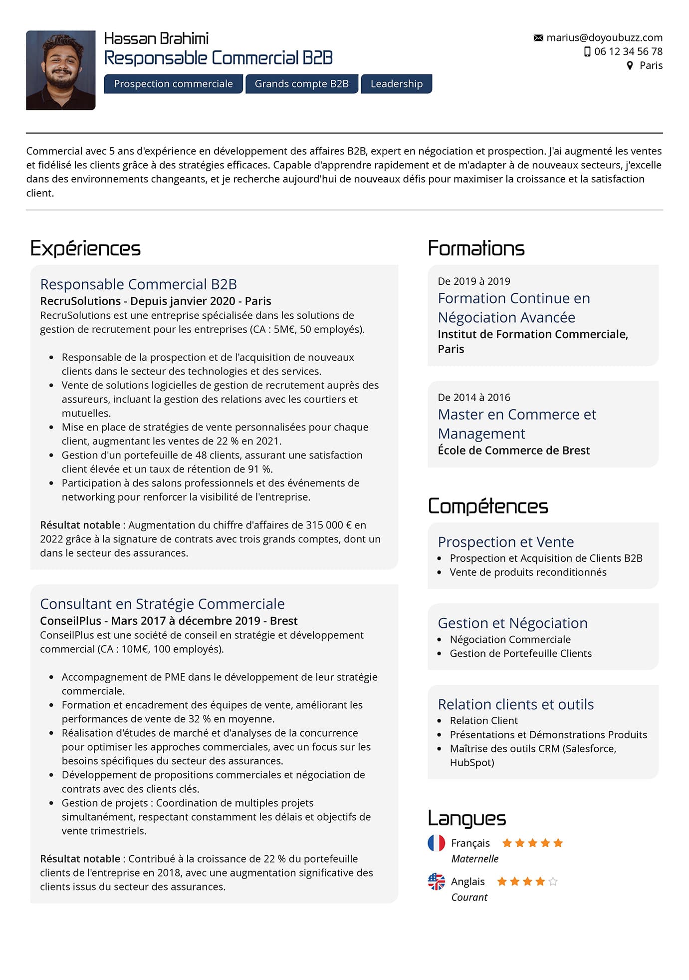 Modèle d’un CV basique et efficace